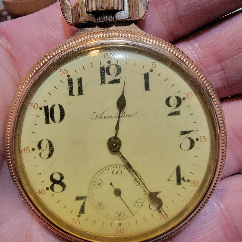 Hamilton 10k gold filled 1890 pocket watch 17 jewel